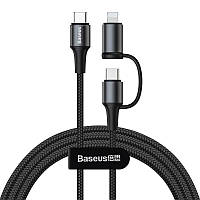 Кабель BASEUS Combo twins 2in1 Cable Type-C to Type-c / Lightning |1m, 60W/3A, PD| (CATLYW-01)