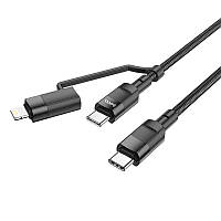 Кабель HOCO Combo 2 in 1 Type-C to Type-C/Lightning Moulder fast charging data cable U106 |1.2m, 5A/100W, PD