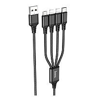 Кабель Hoco Combo 4-in-1 2lightning + Type-C + Micro USB Super charging cable X76 |1M, 2A|