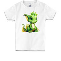 Детская футболка с маленьким зеленым дракончиком (2)