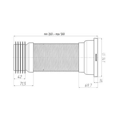 Гофра для унітаза ANIplast D-110 мм 230-500 мм, армована К928