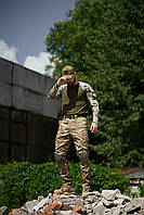 Тактическая камуфляжная брюки лонгслив мультикам весна осень, армейский костюм ВСУ теплый военный комплект XL