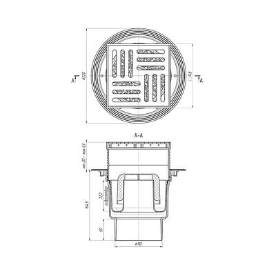 Трап ANIplast з вертикальним випуском 110 мм, з решіткою 15х15 см TA1710EU