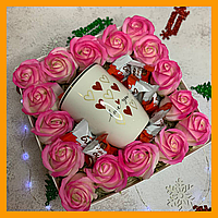 Актуальные сладкие подарочные боксы для женщин Аромат Любви с розами, набор для любимой девушки или мамы
