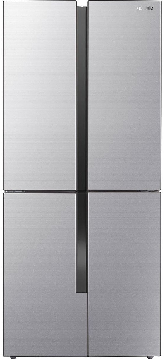 Gorenje Холодильник SBS, 182х64х80см, 4 двері, 265(129)л, А++, Інвертор , Зона св-ті, Внутр. Диспл, Нерж