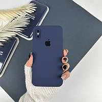 Силиконовый чехол с квадратными бортами на iPhone X / Xs Dark blue (8)