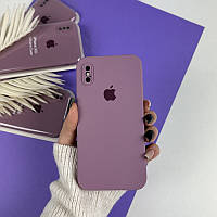 Силиконовый чехол с квадратными бортами на iPhone X / Xs Blueberry (56)