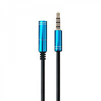 Аудіо-кабель Maxxter A-3434-1m, 4 пин, 3.5 мм. тато/3.5мм мамо, довжина 1 м.