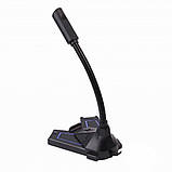 Мікрофон настільний Ghost Sound, USB, ігровий, синє підсвічування, чорний колір, фото 2