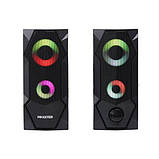 Колонки акустичні CSP-U002RGB, пластиковий корпус, 6 Вт, USB живлення, RGB підсвічування, чорний колір, фото 2