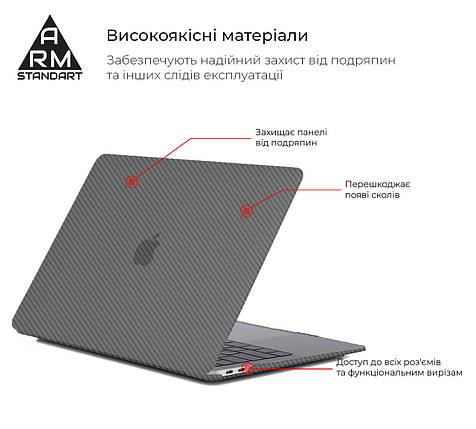 Чохол для ноутбука PC Armorstandart LikeCarbon Apple MacBook Air 13.3 2018 (A2337/A1932/A2179) Black, фото 3