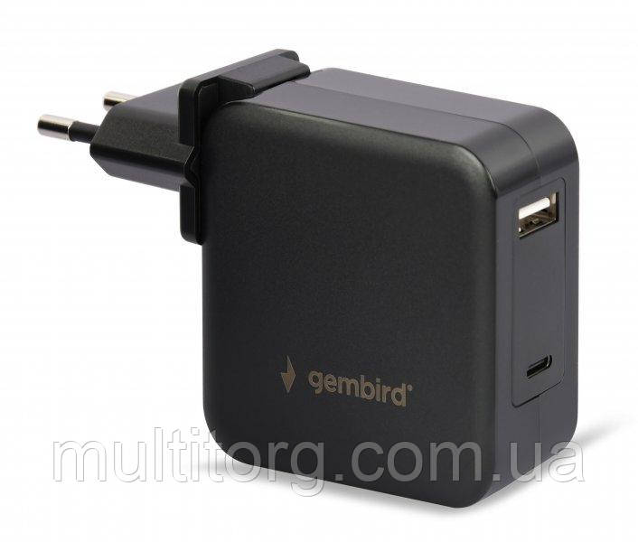Мережевий зарядний пристрій Gembird NPA-PD60-01, для ноутбука/планшета/телефона + кабель та перехідник