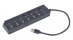 Хаб на 7 портiв (6хUSB2.0+1хUSB3.0) UHB-U3P1U2P6P-01, пластик, чорний