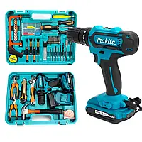 Ударный шуруповерт с набором инструментов Makita 550DWE 24V, 4AH аккумуляторный шуруповерт для дома 858