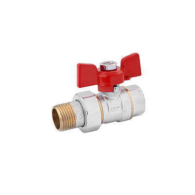 Кран-американка кульовий прямий Karro "Standart" 1/2" ВЗ PN30 метелик, нікельований KR-1016