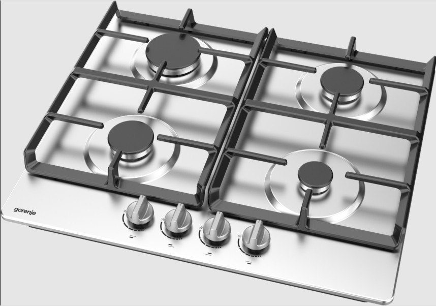 Gorenje Варильна поверхня газова, 60см, чавун, газконтроль, нерж