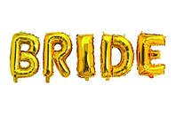 Фольгированная надпись "BRIDE" (5 букв 40") золотой