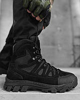 Тактические ботинки ninjas black, Осенние черные берцы из натуральной кожи с усиленным носком