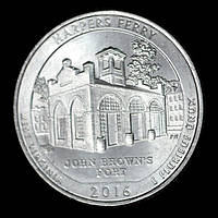 Монета США 25 центов 2016 г. Национальный исторический парк Харперс Ферри