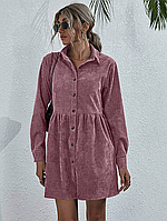 Платье женское на пуговицах микровельвет 42-44; 46-48 (4цв) "INDRESS" от прямого поставщика
