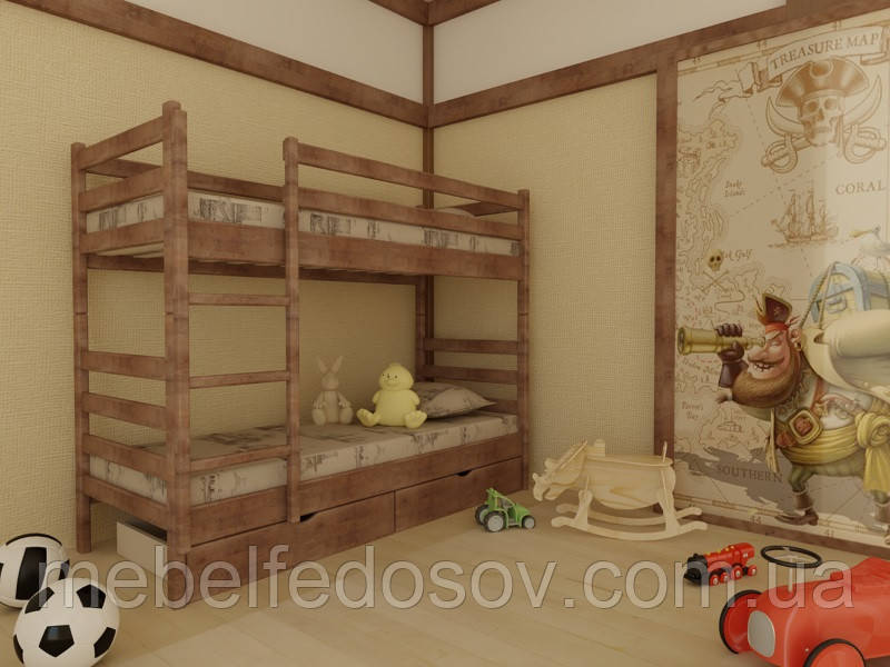 Кровать деревянная Соня двухъярусная 90 (Мебигранд/Mebigrand) 960х1980(2080)х1700мм - фото 1 - id-p384535457