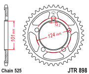 Мотозірка задня JTR898.38ZBK KTM DUKE, KTM RC8, KTM SM, KTM SMR, SUPER DUKE, SUPERMOTO 950-1190, фото 1