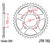 Мотозірка задня JTR702.40  Aprilia Dorsoduro ,Aprilia NA, Aprilia RSV, SL, SMV, TUONO