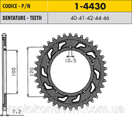Мотозірка задня SUNSTAR SS 1-4430-41 Aprilia Dorsoduro ,Aprilia NA, Aprilia RSV, SL, SMV, TUONO, фото 1