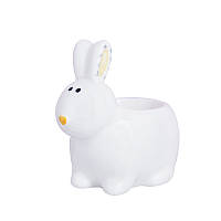 Подставка под яйцо керамичяская Кролик белый Пасхальный 6800 белая n