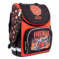 Рюкзак школьный Smart Fireman 559015 26х34х11 см черный с красным n