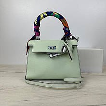 Стильна жіноча сумка 22см срібляста фурнітура 801-22 Мятна