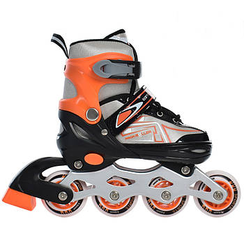 Розсувні ролики Profi розмір 31-34 на 4 колесах бакля зі шнурівкою та підсвічування A4148-S-OR Помаранчевий