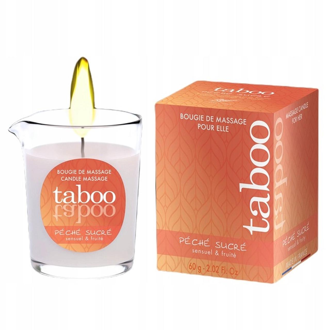 Масажна свічка з натуральним фруктовим ароматом персика, свічки для еротичного масажу Франція Ruf, фото 1