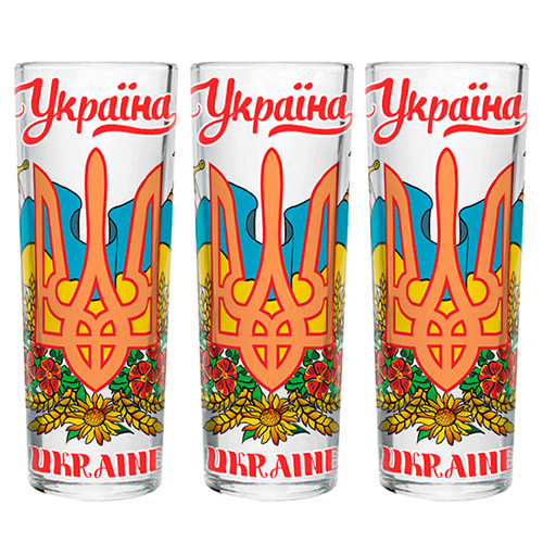 Набір високих чарок 3шт Україна 50мл Гранд Презент GP-UK-WG-995