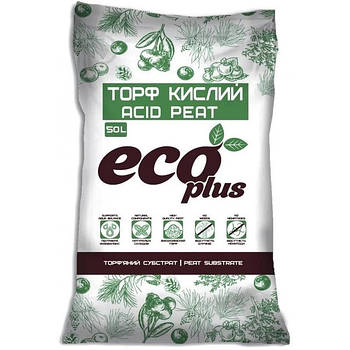 Торф'яний субстрат "Торф кислий" ECO PLUS 50л