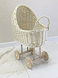 Дитяча коляска для ляльок з білої лози. Арт: 2052, фото 6