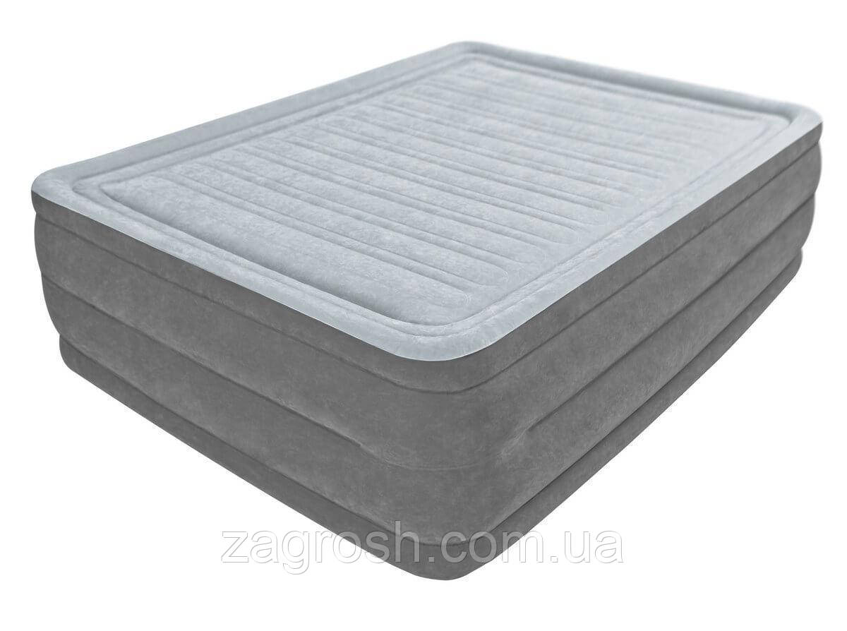 Надувне ліжко велюр із насосом 220V Intex 64418