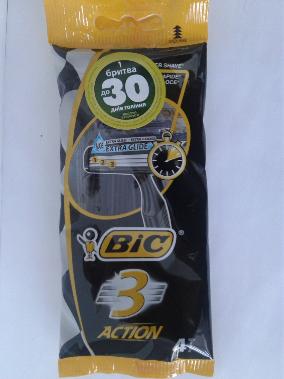 Верстат чоловічий одноразовий BiC 3 Action 4 шт. Бік 3 екшин Оригінал, фото 1