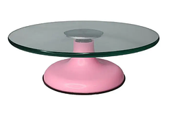 Столик поворотний для вирівнювання торта (металевий зі скляною столешницею)