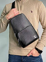 Сумка-слинг мужская Louis Vuitton черная в подарочной упаковке