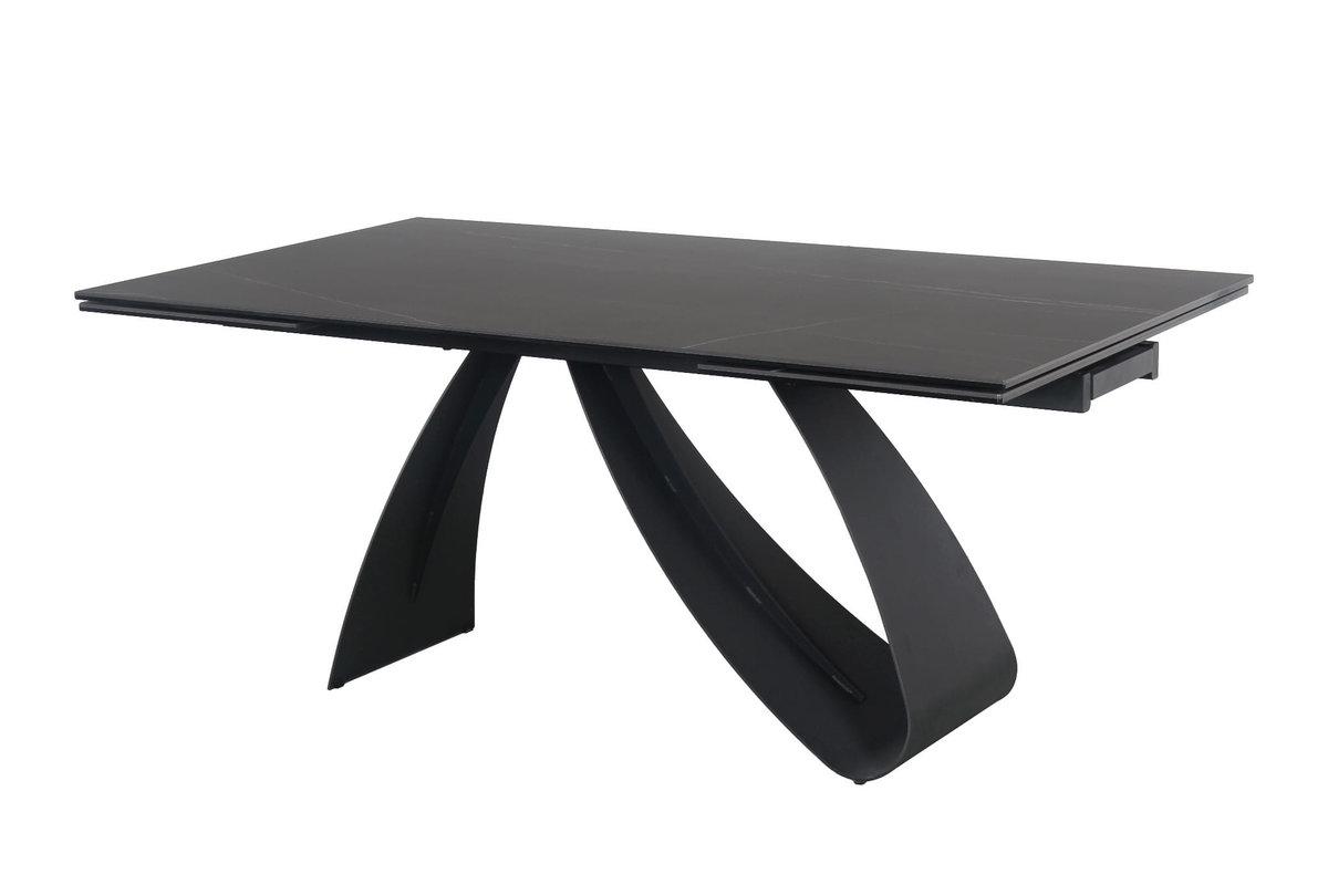 Стіл DIUNA CERAMIC 160(240)X90 чорний мармур Sahar Noir/чорний мат, фото 1