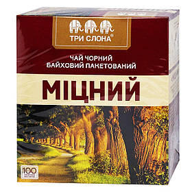 Чай "Три слона" чорний 100 пакетиків без нитки