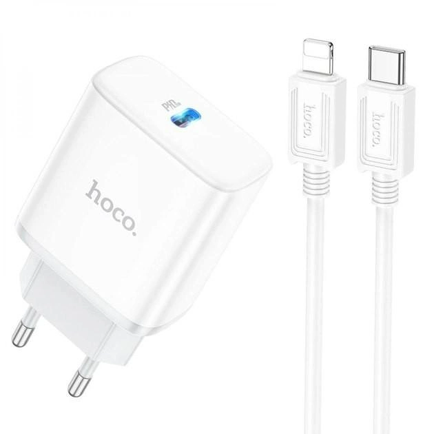 Мережевий зарядний пристрій HOCO C80A Rapido PD20W+QC3.0 charger set(Type-C to Type-C) 3.1A 1m White