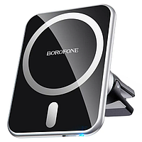 Держатель для мобильного с БЗП BOROFONE BH43 Xperience magnetic wireless charging car holder Black+Silver