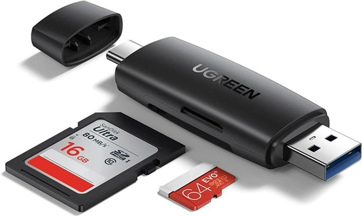 Кардрідер Ugreen CM304 USB Type-C 3.1 + USB for TF/SD 3.0 Card Reader Black (UGR-80191)