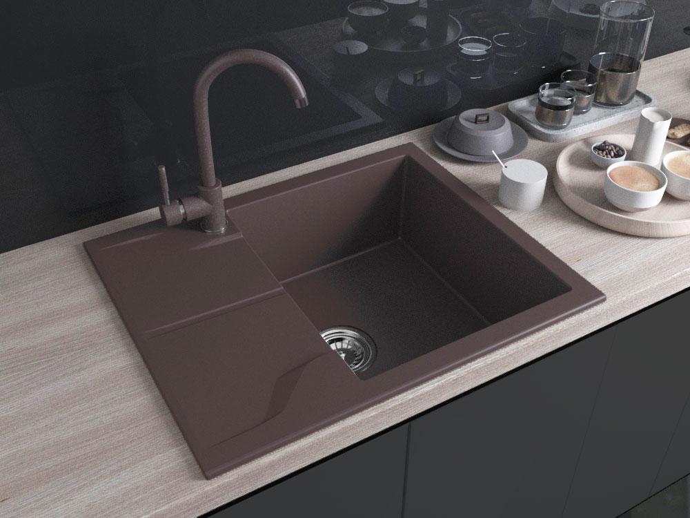 ГРАНІТНА МИЙКА ASKANIA «Adamanta 60» КОРИЧНЕВИЙ, фото 1