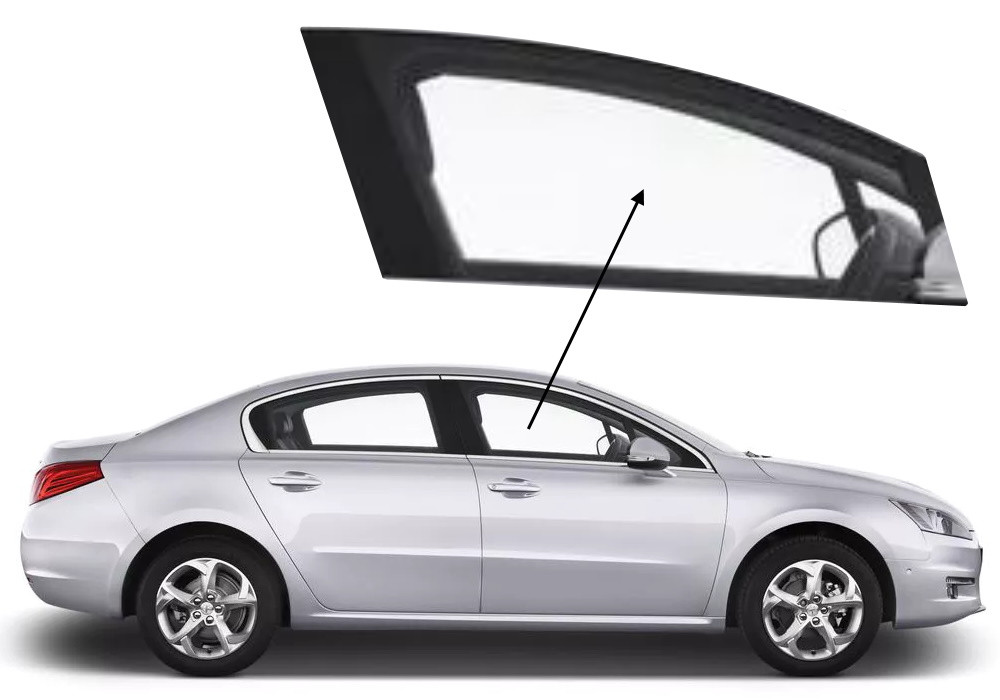 Бічне скло Peugeot 508 2011-2018 передніх дверей праве, фото 1