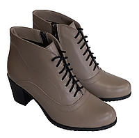 Ботинки женские с утеплением кожаные на невысоком каблуке цвет капучино 36-42 от производителей