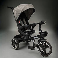 Велосипед триколісний з батьківською ручкою Best Trike (поворот сидіння, фара) Marco 9155 / 318-82 Сірий