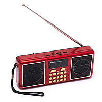 Портативний радіоприймач акумуляторний FM радіо YUEGAN YG-1881US c SD-карта, MP3 плеєр сонячна панель червоний